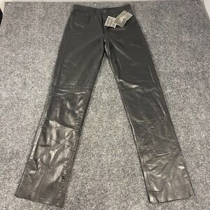 Verducci Leather Pants Mens 30 Black Genuine Leather Biker Moto Raw Hem VTG NWT